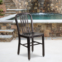 Flash Furniture CH-61200-18-BQ-GG Black-Antique Gold Metal Indoor-Outdoor Chair